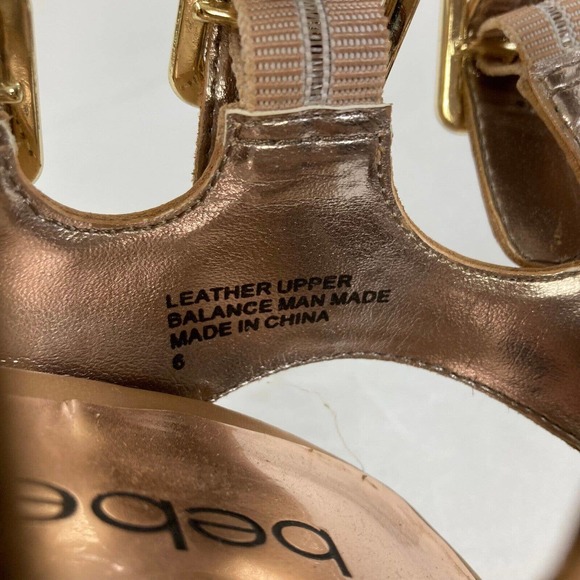 Bebe Raya Sandals Womens Sz 6 Leather Gladiator Buckle Peep Toe Stiletto Heel - Picture 8 of 9